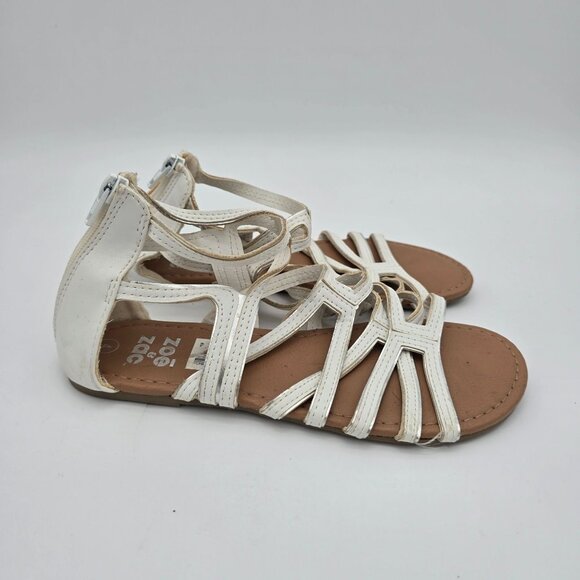 Zoe & Zac White Strapped Flat Sandals With Back Zipper Size 4 - Picture 5 of 8